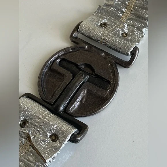 Vintage 1970’s Enrico Coveri Italian Designer Silver Unique Disco Belt Rare